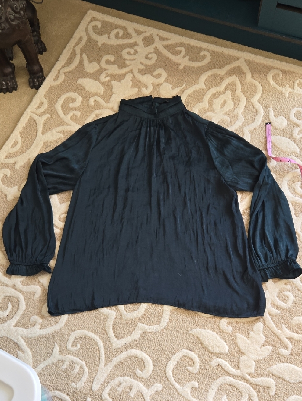 Catherine Malandrino Mallard Green XL High-Neck Long Sleeve Blouse NWT